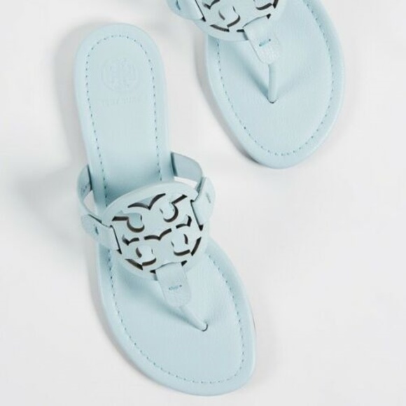 tory burch light blue flip flops